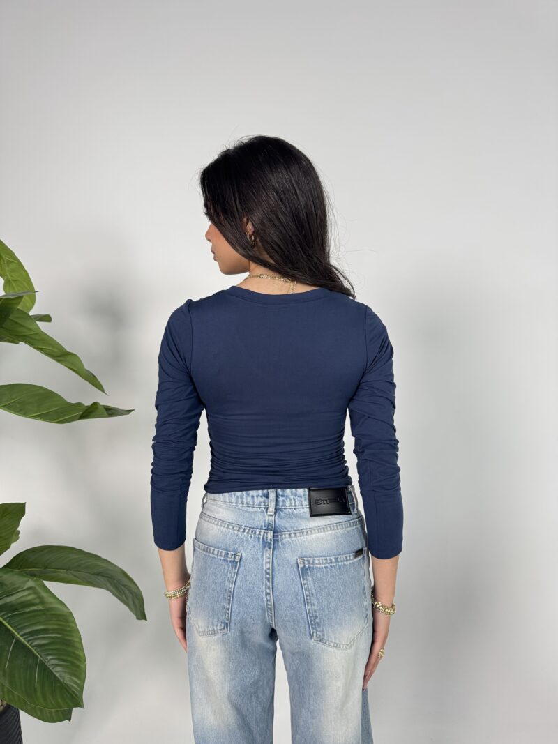Navy blue basic long sleeve top - Image 3