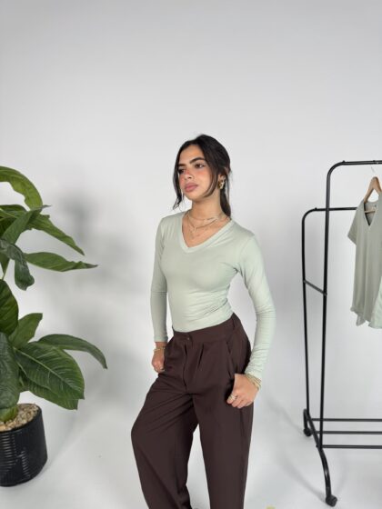 Mint green long sleeve basic top