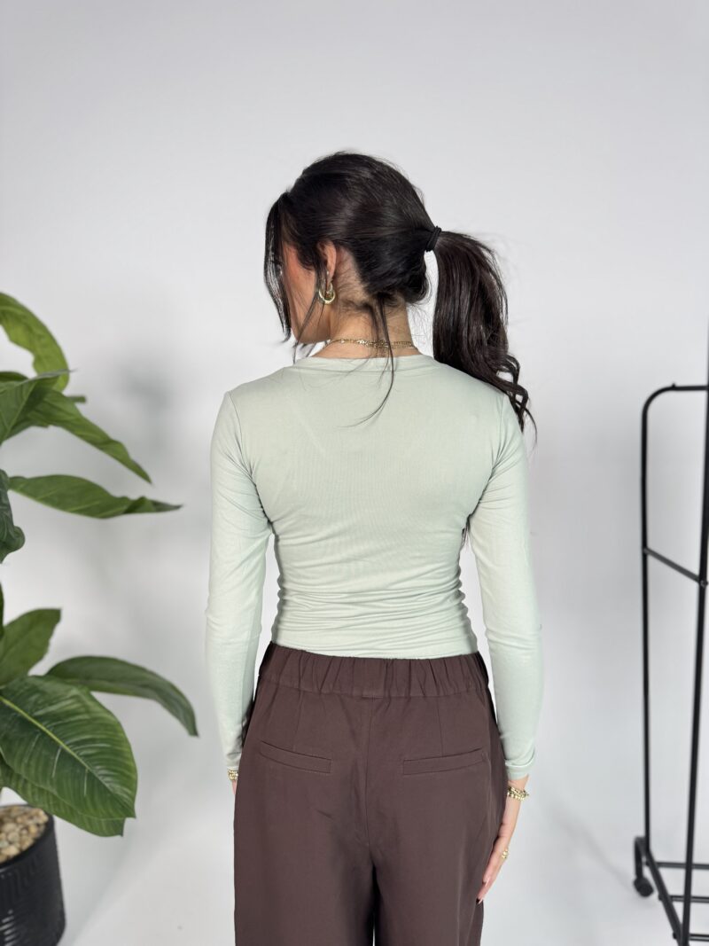 Mint green long sleeve basic top - Image 3