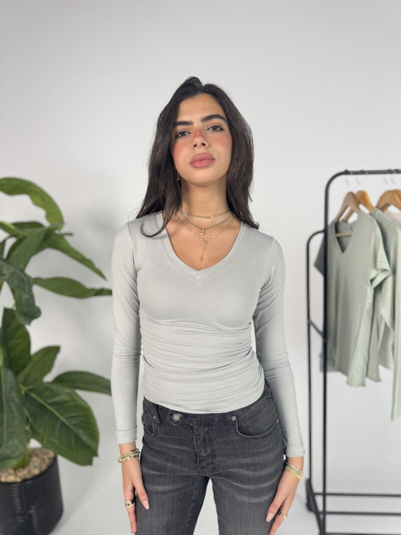 Silver long sleeve basic top