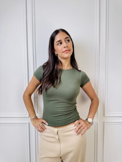 Olive Green summer basic top.