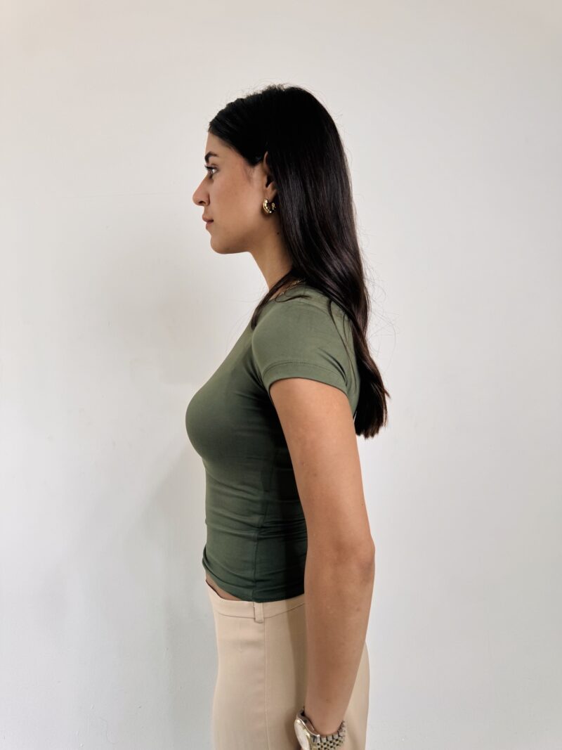 Olive Green summer basic top. - Image 2
